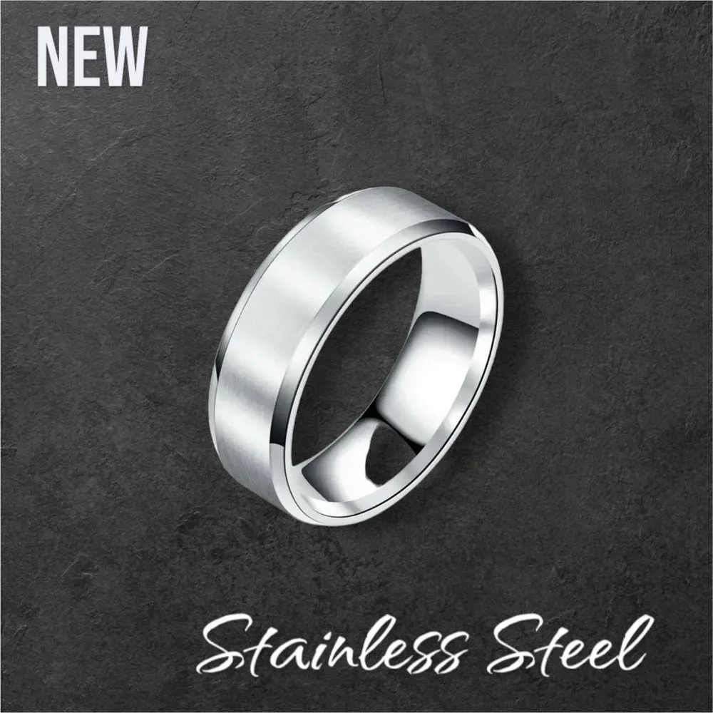 New Exclusively Fancy Mens Stainless Steel 316L Wedding Ring Jewelry Size 7